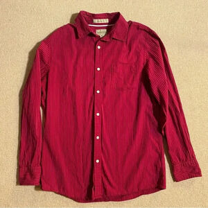 Sonoma Men’s Medium Button Down Red Pin Stripe Shirt 100% Cotton